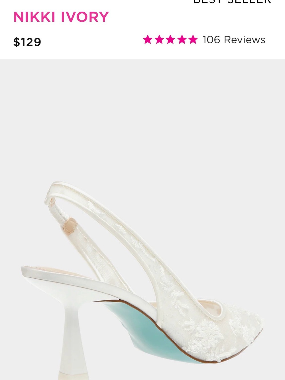 Betsey Johnson Ivory Embellished Pointed-Toe Slingback Heels - Picture 8 of 8